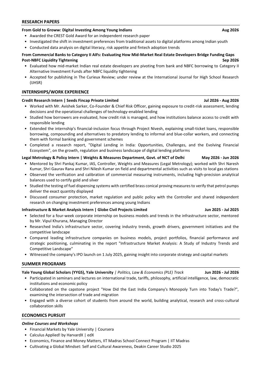 Agastya Vatts résumé, page 2 of 3